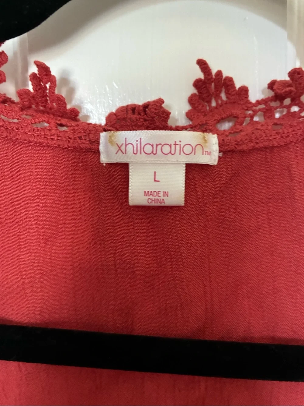 Xhilaration Brick Red Open-Front Embroidered Tunic